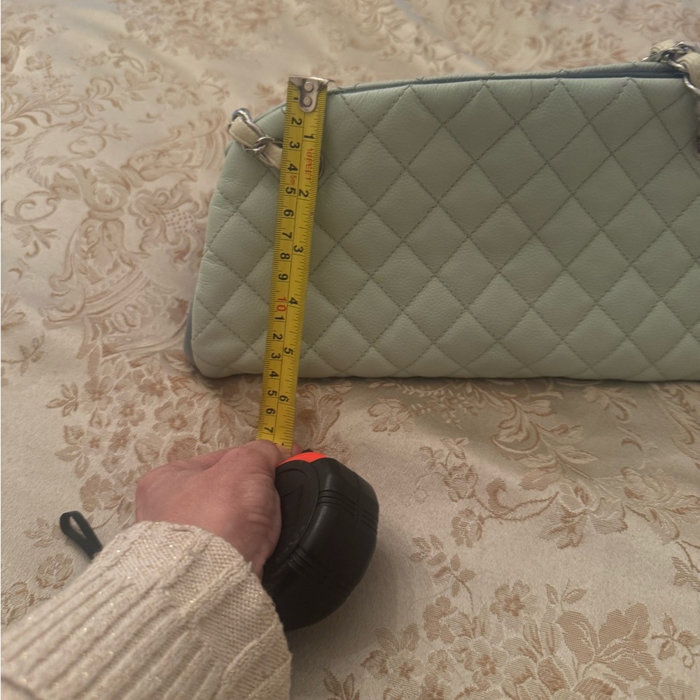 CHANEL Quilted caviar leather Shoulder Bag - Seafoam color with light blue - Picture 12 of 14